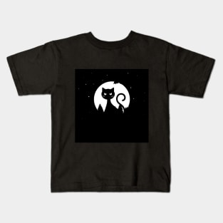 a cat and an owl - midnight - Kids T-Shirt